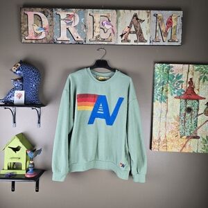 Aviator Nation Logo Stitch Relaxed Crewneck Sweatshirt Large